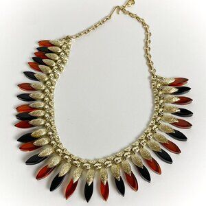 Vintage CORO MCM Lucite Egyptian BIB Collar Statement Feather Necklace Choker